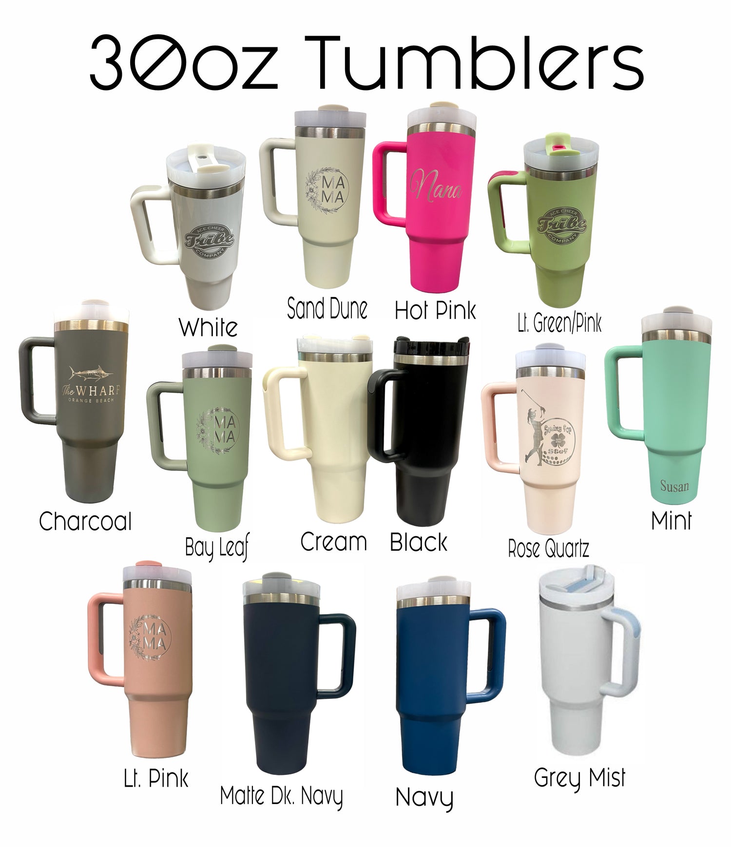 Personalized Stainless Steel Drink Tumbler 30oz - Insulated Black